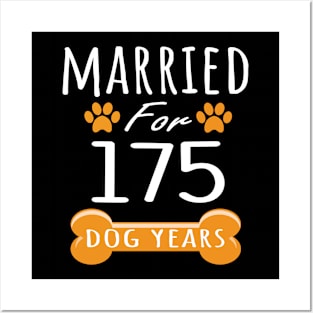 25th Anniversary Funny Married For 175 Dog Years Marriage graphic Posters and Art